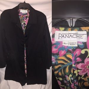 Black Trench coat Size:L EUC 3/4 length